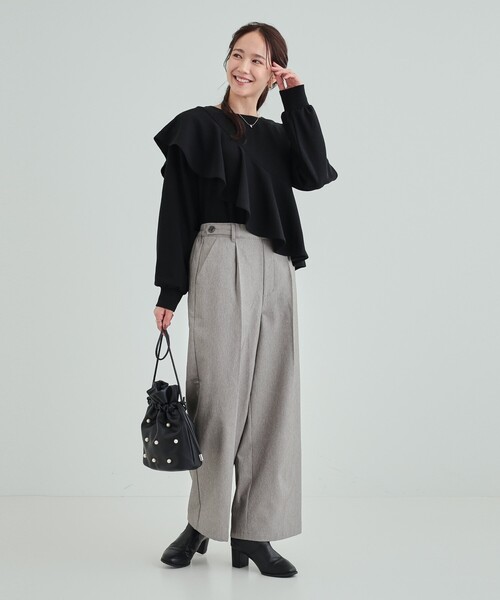 DRESKIP（ドレスキップ）の「◆【高レビュー/洗える】大人のきれいめスタイルに ウールフィールワイドパンツ（その他パンツ・レディース・グレー系その他2/グレー/ブラック/ダークブラウン系1/ブルー系その他・03/02/04）」の19枚目の写真