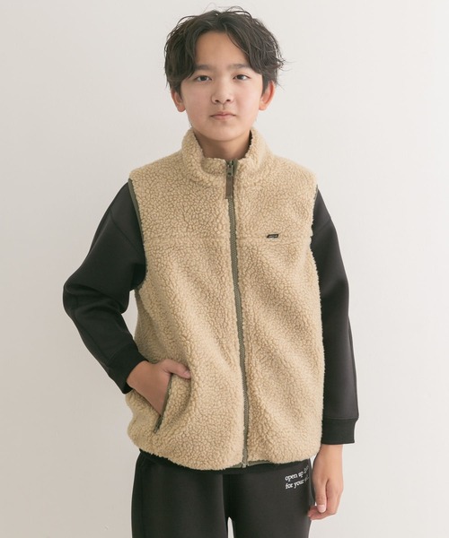 URBAN RESEARCH DOORS（アーバンリサーチドアーズ）の「『WEB/一部店舗限定』リバーシブルボアベスト(KIDS)（ベスト・キッズ・グリーン系その他/グレー系その他・150）」の2枚目の写真