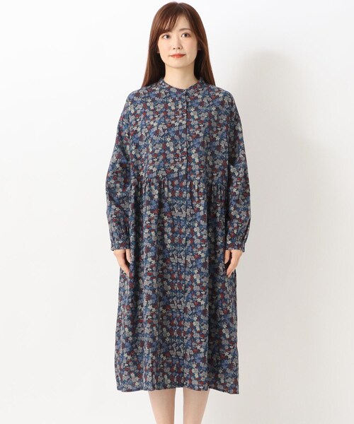 one'sterrace(ワンズテラス)の「綿麻レーヨンウエスト切替ギャザー入りワンピース(ワンピース・レディース・ブラック系8/イエロー系8/ネイビー系5・02)」の4枚目の写真