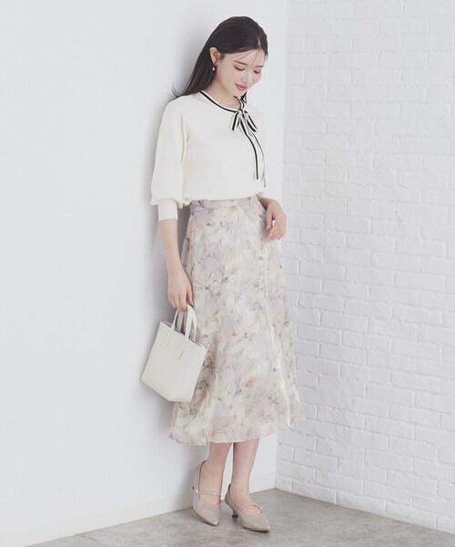 index（インデックス）の「◆オーガンジーフラワーフレアスカート【洗濯機洗い可/イージーアイロン】（スカート・レディース・ベージュ系その他4/ライトグレー系/ネイビー系・40/38/42/36）」の14枚目の写真