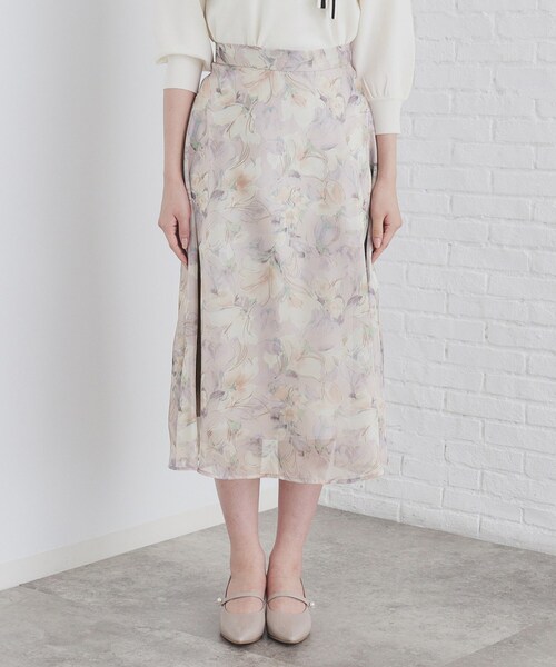 index（インデックス）の「◆オーガンジーフラワーフレアスカート【洗濯機洗い可/イージーアイロン】（スカート・レディース・ベージュ系その他4/ライトグレー系/ネイビー系・40/38/42/36）」の16枚目の写真