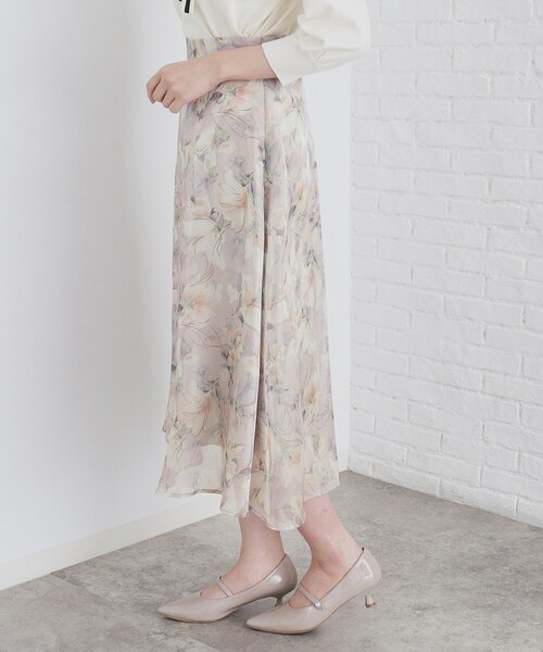 index（インデックス）の「◆オーガンジーフラワーフレアスカート【洗濯機洗い可/イージーアイロン】（スカート・レディース・ベージュ系その他4/ライトグレー系/ネイビー系・40/38/42/36）」の17枚目の写真