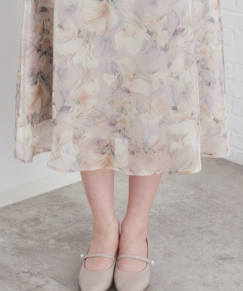 index（インデックス）の「◆オーガンジーフラワーフレアスカート【洗濯機洗い可/イージーアイロン】（スカート・レディース・ベージュ系その他4/ライトグレー系/ネイビー系・40/38/42/36）」の21枚目の写真