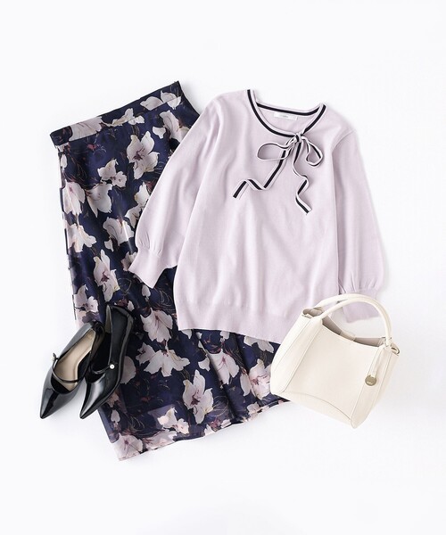 index（インデックス）の「◆オーガンジーフラワーフレアスカート【洗濯機洗い可/イージーアイロン】（スカート・レディース・ベージュ系その他4/ライトグレー系/ネイビー系・40/38/42/36）」の22枚目の写真