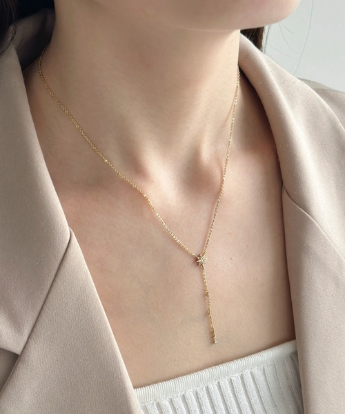 sowang（ソワン）の「ビジューデザインY字ネックレス-bijou design Y shape necklace-（ネックレス・レディース・ゴールド/シルバー・FREE）」の3枚目の写真