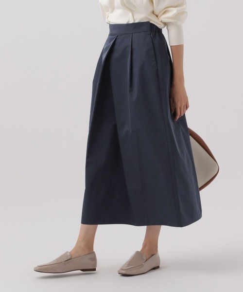 Elura（エルーラ）の「＜低身長サイズあり＞タックフレアスカート/144542（スカート・レディース・ネイビー/ダークブラウン・FREE）」の4枚目の写真