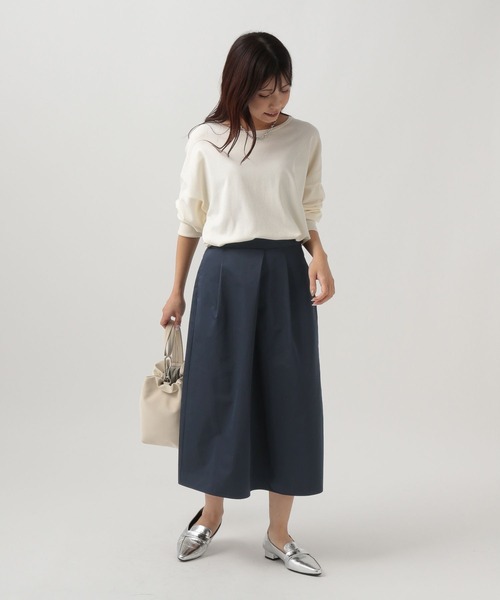 Elura（エルーラ）の「＜低身長サイズあり＞タックフレアスカート/144542（スカート・レディース・ネイビー/ダークブラウン・FREE）」の8枚目の写真