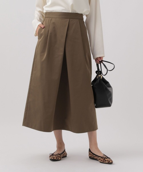 Elura（エルーラ）の「＜低身長サイズあり＞タックフレアスカート/144542（スカート・レディース・ネイビー/ダークブラウン・FREE）」の3枚目の写真