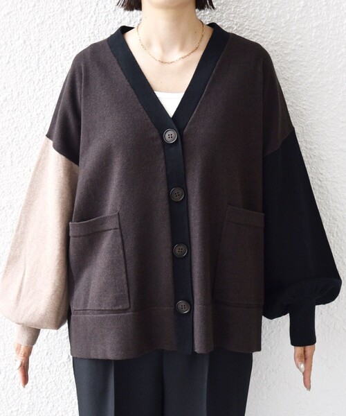 SHIPS（シップス）の「【WEB限定】〈手洗い可能〉配色 ポケット カーディガン（カーディガン/ボレロ・レディース・オフホワイト/ライトグレー/キャメル/ネイビー/ブラウン・ONE SIZE）」の9枚目の写真