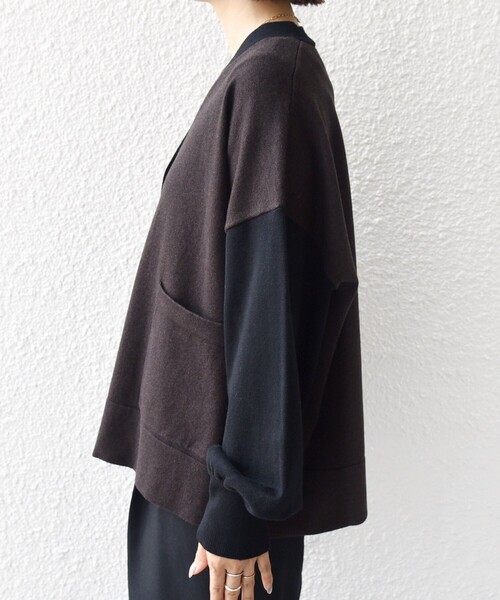 SHIPS（シップス）の「【WEB限定】〈手洗い可能〉配色 ポケット カーディガン（カーディガン/ボレロ・レディース・オフホワイト/ライトグレー/キャメル/ネイビー/ブラウン・ONE SIZE）」の8枚目の写真