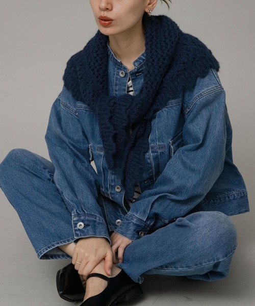 URBAN RESEARCH Sonny Label（アーバンリサーチサニーレーベル）の「クロシェライクニットストール（マフラー・レディース・イエロー/オフホワイト/グレー/ブルー・ONE）」の3枚目の写真