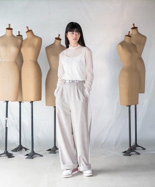 mintdesigns(ミントデザインズ)の「VELOUR MESH TOP / ベロアメッシュトップ(Tシャツ/カットソー・レディース・チャコール/オフホワイト/ブルー・2)」の4枚目の写真