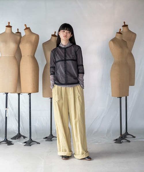 mintdesigns(ミントデザインズ)の「VELOUR MESH TOP / ベロアメッシュトップ(Tシャツ/カットソー・レディース・チャコール/オフホワイト/ブルー・2)」の6枚目の写真
