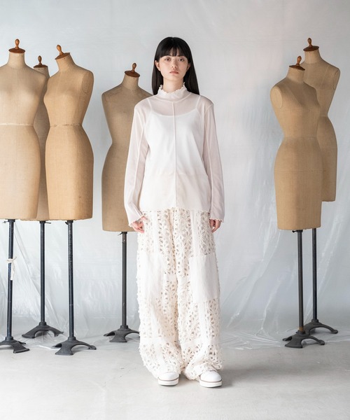 mintdesigns(ミントデザインズ)の「VELOUR MESH TOP / ベロアメッシュトップ(Tシャツ/カットソー・レディース・チャコール/オフホワイト/ブルー・2)」の7枚目の写真