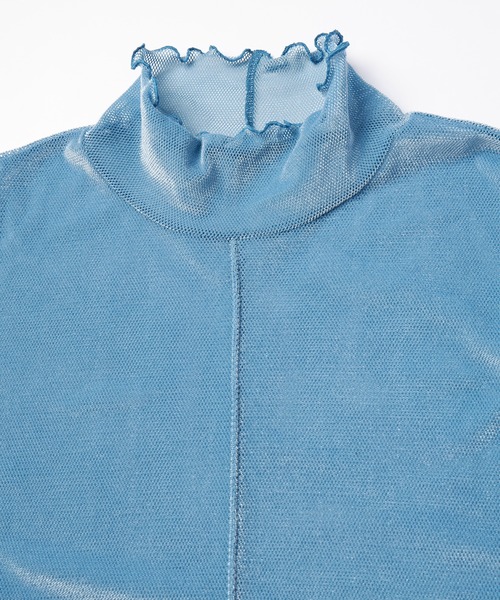 mintdesigns(ミントデザインズ)の「VELOUR MESH TOP / ベロアメッシュトップ(Tシャツ/カットソー・レディース・チャコール/オフホワイト/ブルー・2)」の12枚目の写真