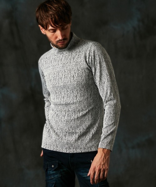 HIDEAWAYS NICOLE（ハイダウェイニコル）の「ブリスターストライプJQモックネックプルオーバー（Tシャツ/カットソー・メンズ・ブルー/ボルドー/ホワイト×ブラック/ブラック×グレー・LARGE/MEDIUM/X-LARGE）」の3枚目の写真