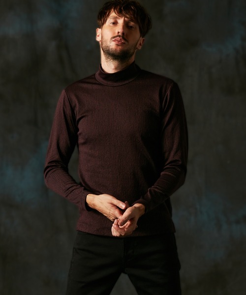 HIDEAWAYS NICOLE（ハイダウェイニコル）の「ブリスターストライプJQモックネックプルオーバー（Tシャツ/カットソー・メンズ・ブルー/ボルドー/ホワイト×ブラック/ブラック×グレー・LARGE/MEDIUM/X-LARGE）」の4枚目の写真