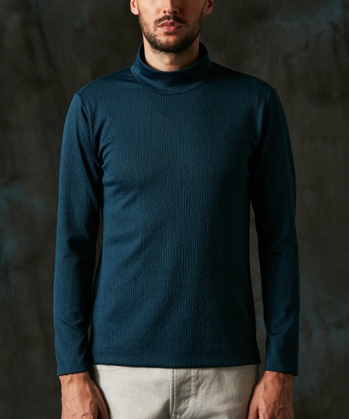 HIDEAWAYS NICOLE（ハイダウェイニコル）の「ブリスターストライプJQモックネックプルオーバー（Tシャツ/カットソー・メンズ・ブルー/ボルドー/ホワイト×ブラック/ブラック×グレー・LARGE/MEDIUM/X-LARGE）」の10枚目の写真