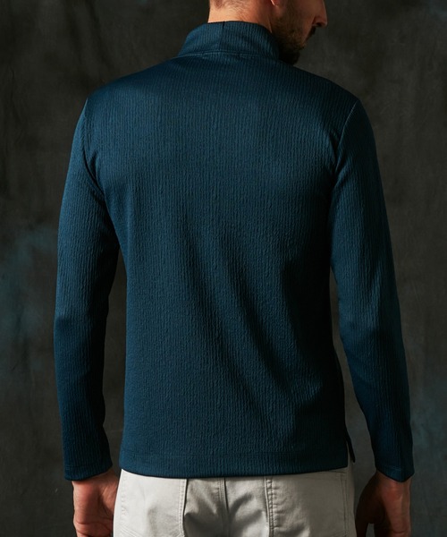 HIDEAWAYS NICOLE（ハイダウェイニコル）の「ブリスターストライプJQモックネックプルオーバー（Tシャツ/カットソー・メンズ・ブルー/ボルドー/ホワイト×ブラック/ブラック×グレー・LARGE/MEDIUM/X-LARGE）」の8枚目の写真