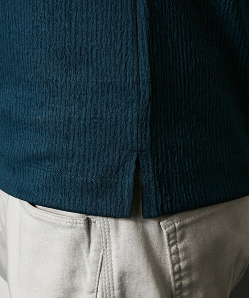 HIDEAWAYS NICOLE（ハイダウェイニコル）の「ブリスターストライプJQモックネックプルオーバー（Tシャツ/カットソー・メンズ・ブルー/ボルドー/ホワイト×ブラック/ブラック×グレー・LARGE/MEDIUM/X-LARGE）」の5枚目の写真