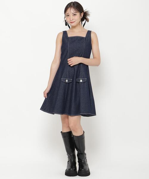 REDYAZEL(レディアゼル)の「デニムジャケット&ミニワンピセット(ワンピース・レディース・ネイビー/ブラック・SMALL/MEDIUM)」の8枚目の写真