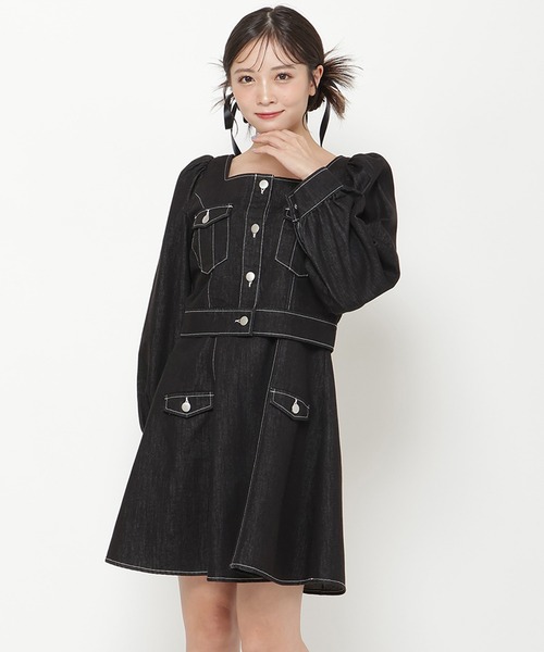 REDYAZEL(レディアゼル)の「デニムジャケット&ミニワンピセット(ワンピース・レディース・ネイビー/ブラック・SMALL/MEDIUM)」の1枚目の写真