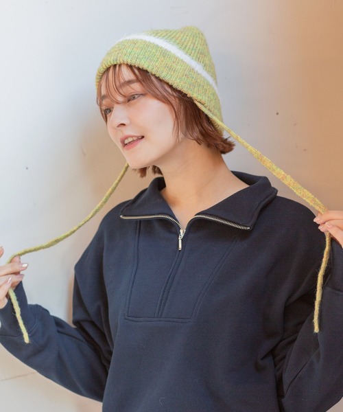 14+(イチヨンプラス)の「シャギーライン紐付きワッチ(ニットキャップ/ビーニー・レディース・イエロー/ネイビー/ベージュ/その他/ブルー・FREE)」の10枚目の写真