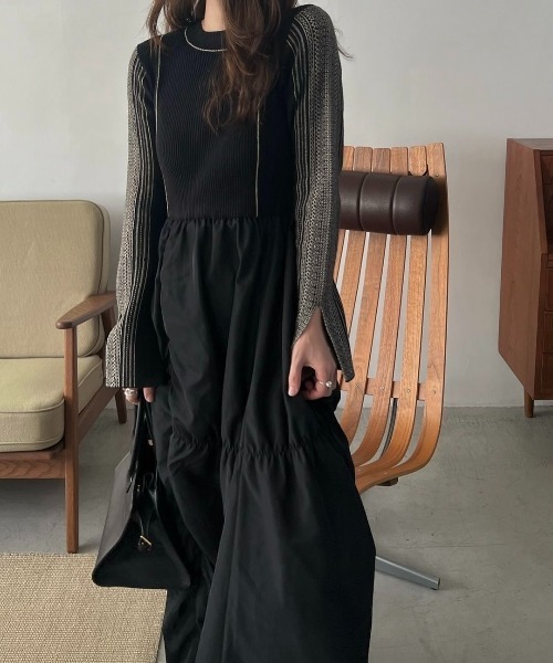 WILLFULLY（ウィルフリー）の「knit docking jacquard sleeve