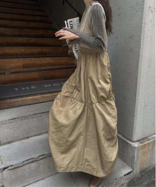 ウィルフリーチャコールワンピース　新品、未使用 タグ付き WILLFULLY（ウィルフリー）の「knit docking jacquard sleeve