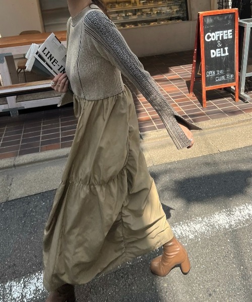 WILLFULLY（ウィルフリー）の「knit docking jacquard sleeve