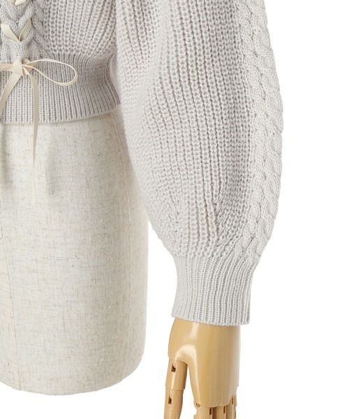 F i.n.t（フィント）の「リボンレースアップケーブルニットプルオーバー/fint（ニット/セーター・レディース・オフホワイト/レッド/ライトグレー・FREE）」の16枚目の写真