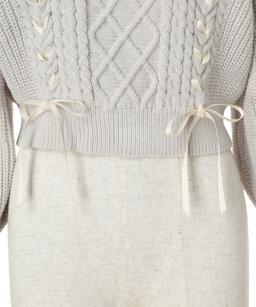 F i.n.t（フィント）の「リボンレースアップケーブルニットプルオーバー/fint（ニット/セーター・レディース・オフホワイト/レッド/ライトグレー・FREE）」の19枚目の写真