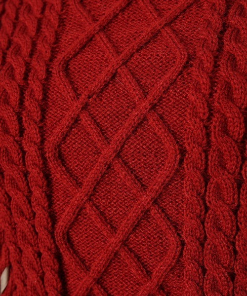 F i.n.t（フィント）の「リボンレースアップケーブルニットプルオーバー/fint（ニット/セーター・レディース・オフホワイト/レッド/ライトグレー・FREE）」の4枚目の写真