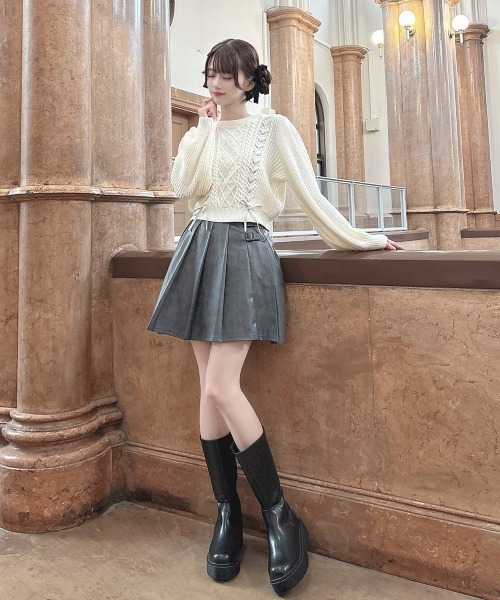 F i.n.t（フィント）の「リボンレースアップケーブルニットプルオーバー/fint（ニット/セーター・レディース・オフホワイト/レッド/ライトグレー・FREE）」の22枚目の写真