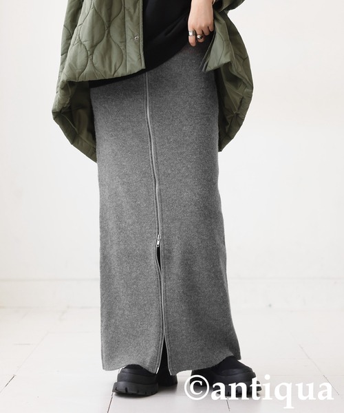 antiqua(アンティカ)の「ダブルジップニットスカート(スカート・レディース・チャコールグレー/ブラック・ONESIZE)」の13枚目の写真