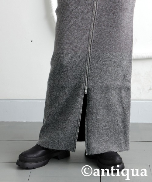 antiqua(アンティカ)の「ダブルジップニットスカート(スカート・レディース・チャコールグレー/ブラック・ONESIZE)」の11枚目の写真
