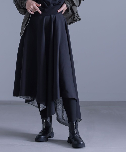 kOhAKU（コハク）の「『箔切替アシメフレアスカート』（スカート・レディース・ブラック・1/2）」の10枚目の写真