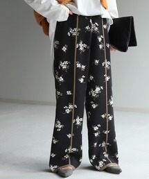 花柄ジャガードニットパンツ