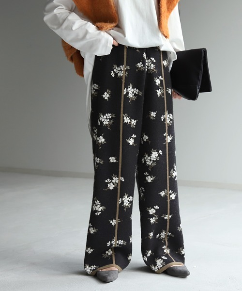 HUG.U（ハグユー）の「花柄ジャガードニットパンツ（その他パンツ・レディース・ブラック/カーキ/グリーン・FREE）」の17枚目の写真