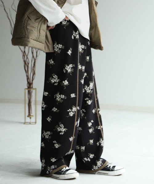 HUG.U（ハグユー）の「花柄ジャガードニットパンツ（その他パンツ・レディース・ブラック/カーキ/グリーン・FREE）」の18枚目の写真