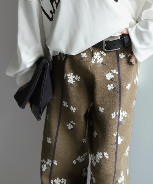 HUG.U（ハグユー）の「花柄ジャガードニットパンツ（その他パンツ・レディース・ブラック/カーキ/グリーン・FREE）」の14枚目の写真