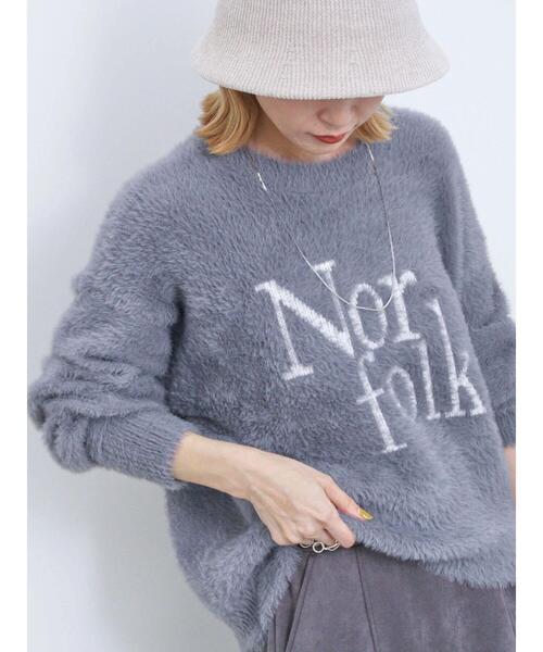 Samansa Mos2 blue（サマンサモスモスブルー）の「フェザーロゴニットプルオーバー（ニット/セーター・レディース・グレー/イエロー/シルバーグレー・F）」の4枚目の写真