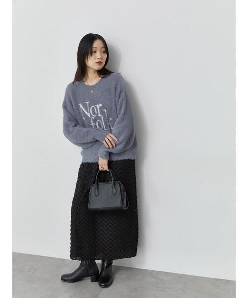 Samansa Mos2 blue（サマンサモスモスブルー）の「フェザーロゴニットプルオーバー（ニット/セーター・レディース・グレー/イエロー/シルバーグレー・F）」の16枚目の写真