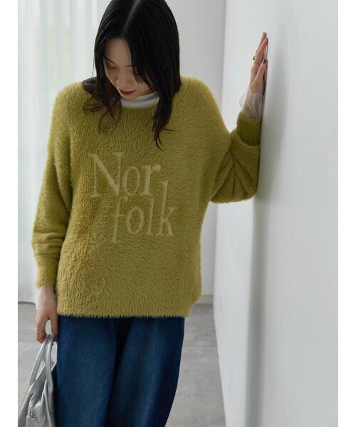 Samansa Mos2 blue（サマンサモスモスブルー）の「フェザーロゴニットプルオーバー（ニット/セーター・レディース・グレー/イエロー/シルバーグレー・F）」の18枚目の写真