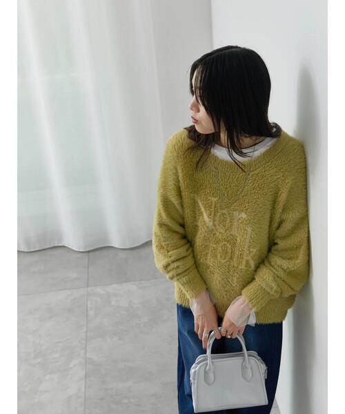 Samansa Mos2 blue（サマンサモスモスブルー）の「フェザーロゴニットプルオーバー（ニット/セーター・レディース・グレー/イエロー/シルバーグレー・F）」の19枚目の写真