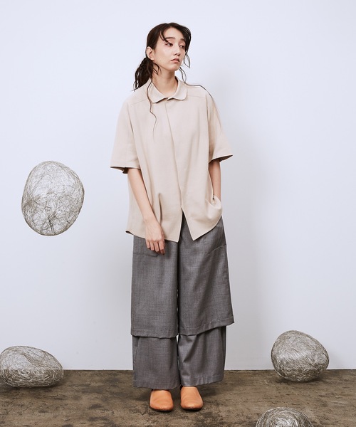 Dulcamara（ドゥルカマラ）の「プレーンニットSスリーブシャツ（シャツ/ブラウス・メンズ・オリーブ/ベージュ/チャコールグレー・0/1）」の9枚目の写真