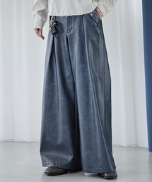 【Spielio】vintage like wide flare pants/ヴィンテージライクワイドフレア合皮パンツ