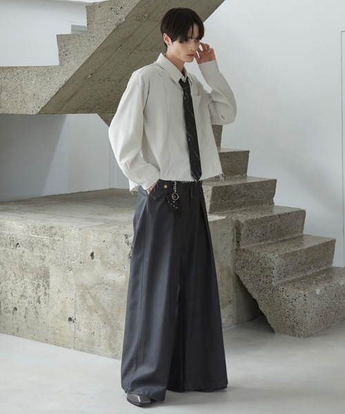 【Spielio】ヴィンテージライク合皮ブルゾン　合皮パンツ　L セットアップ Spielio】vintage like wide flare pants/ヴィンテージライク