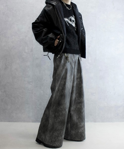 【Spielio】ヴィンテージライクワイドフレア合皮パンツ Mサイズ Spielio】vintage like wide flare pants/ヴィンテージライク