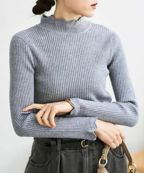 le.coeur blanc（ルクールブラン）の「フリルリブニット（ニット/セーター・レディース・オフホワイト/グレー/ブラック・38）」の5枚目の写真